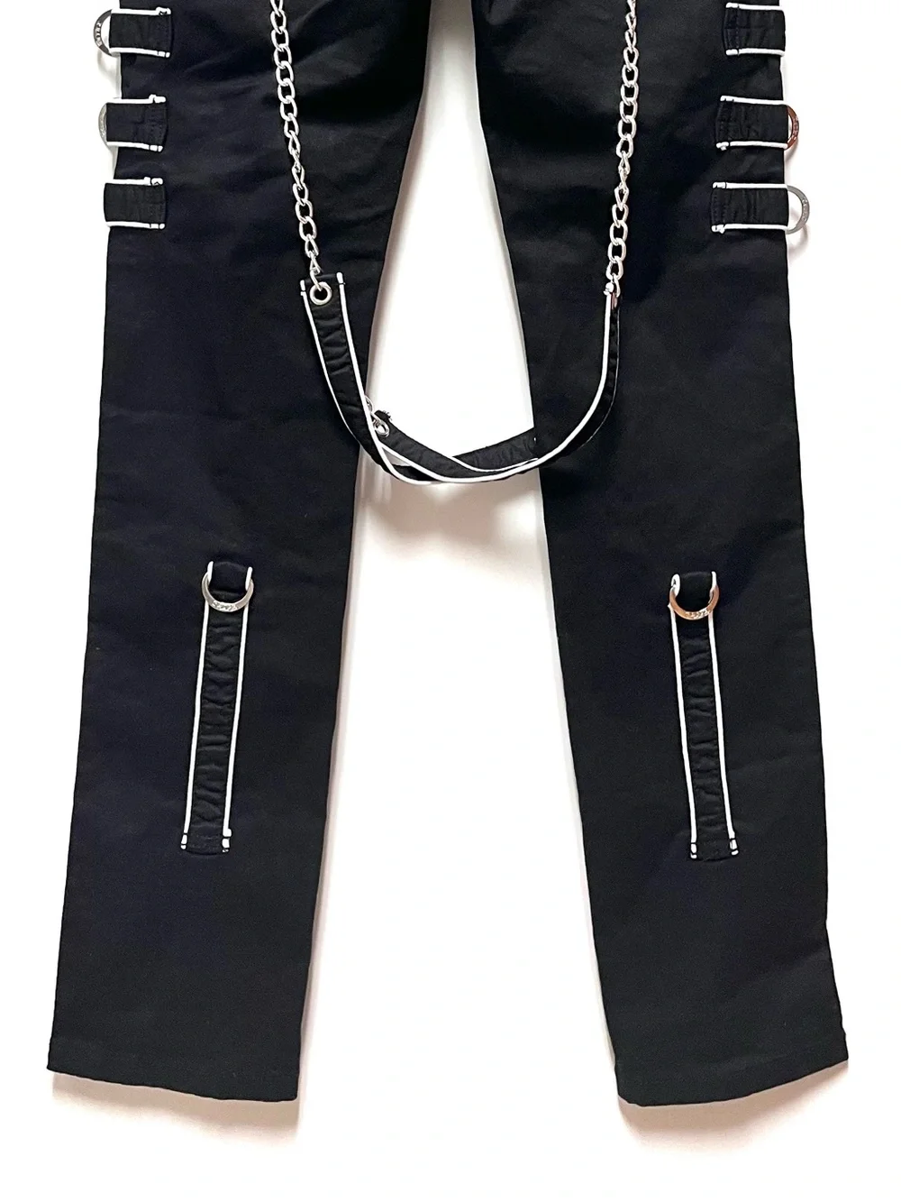 TRIPP NYC Band Pants 26 Black Bondage Chain Strap Goth Punk Unisex Cyber Y2K